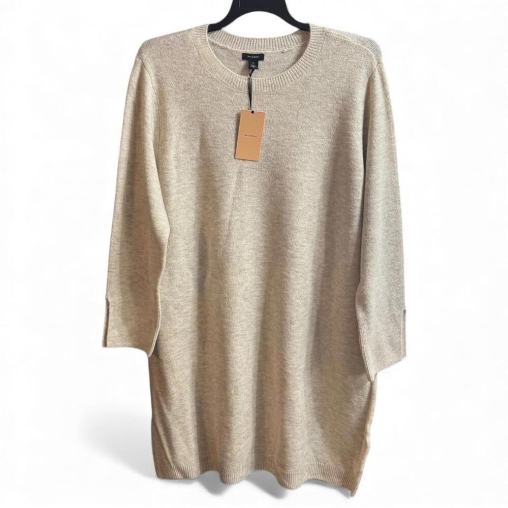 NWT Halogen Crewneck Cream Beige Long Sleeve Mini Sweater Dress Size XL - Picture 4 of 8